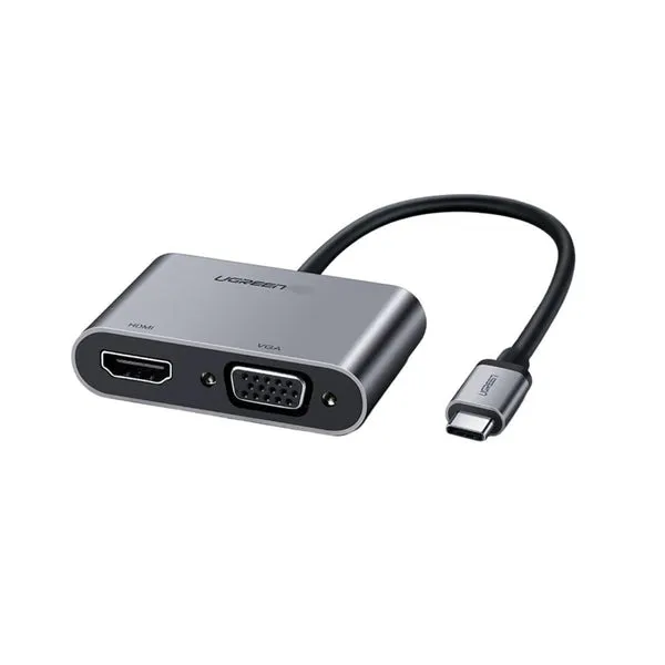 UGREEN 4K 30Hz USB-C to HDMI, VGA, USB 3.0 Adapter Converter with Type-C Port Power Delivery PD Protocol for Laptops, Monitors, Projectors
