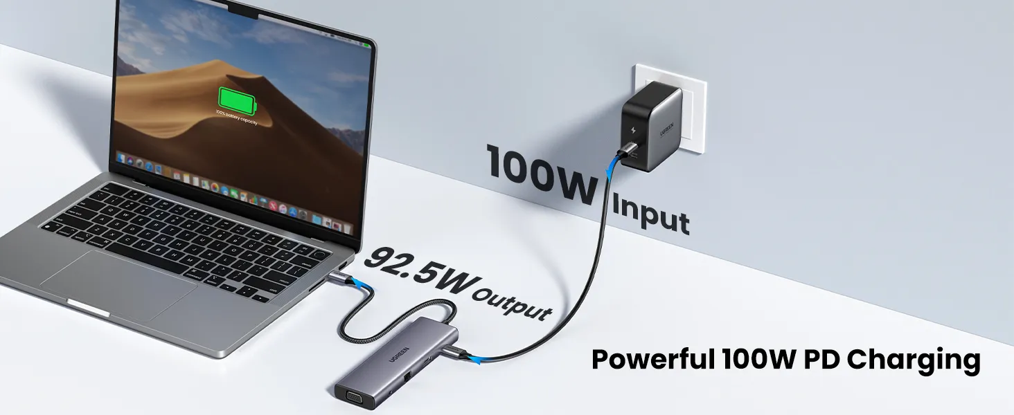 UGREEN USB C Hub, 10-in-1 USB-C Dongle with 4K HDMI & VGA Dual Monitor, 1Gbps Ethernet, 100W PD, 3 USB 3.0 Ports, 3.5mm Audio Jack, SD/TF Card Slots, USB C Hub Multiport Adapter for Laptop, Tablet overview 5