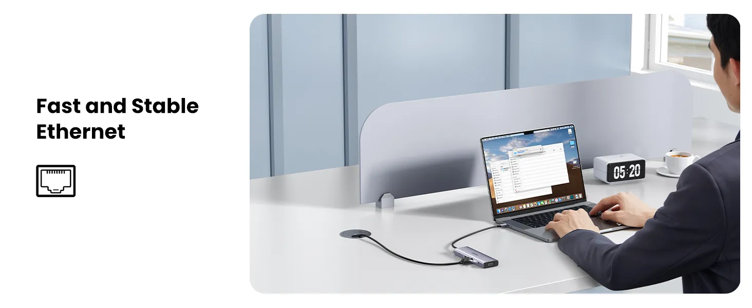 UGREEN USB C Hub, 10-in-1 USB-C Dongle with 4K HDMI & VGA Dual Monitor, 1Gbps Ethernet, 100W PD, 3 USB 3.0 Ports, 3.5mm Audio Jack, SD/TF Card Slots, USB C Hub Multiport Adapter for Laptop, Tablet overview 6