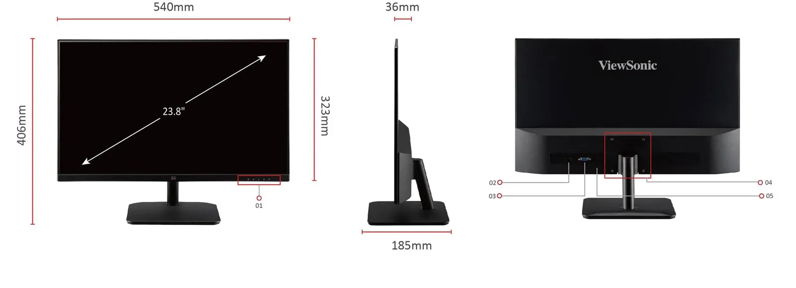 ViewSonic VA2432-H 24" Full-HD 1080p 100Hz IPS Panel Monitor overview 10