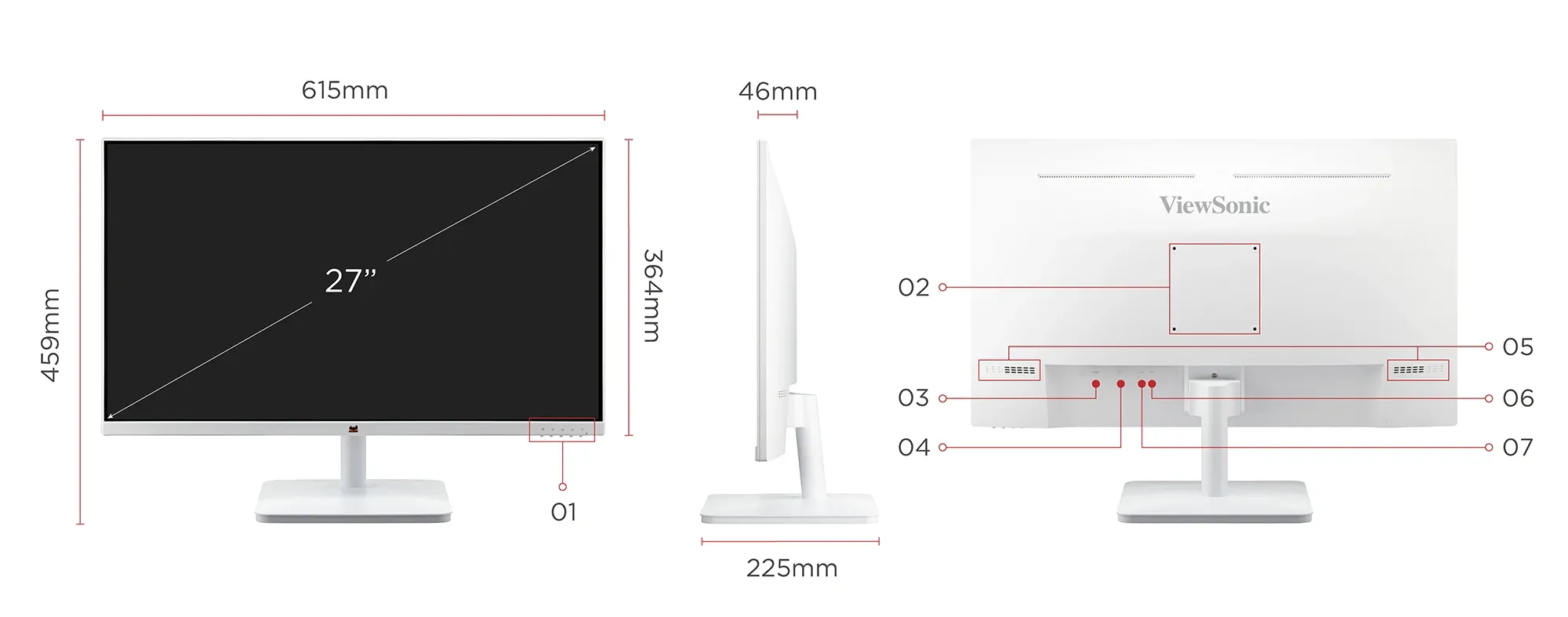 ViewSonic VA2732-MH-W 27" Inch Full HD IPS Monitor (White) overview 12