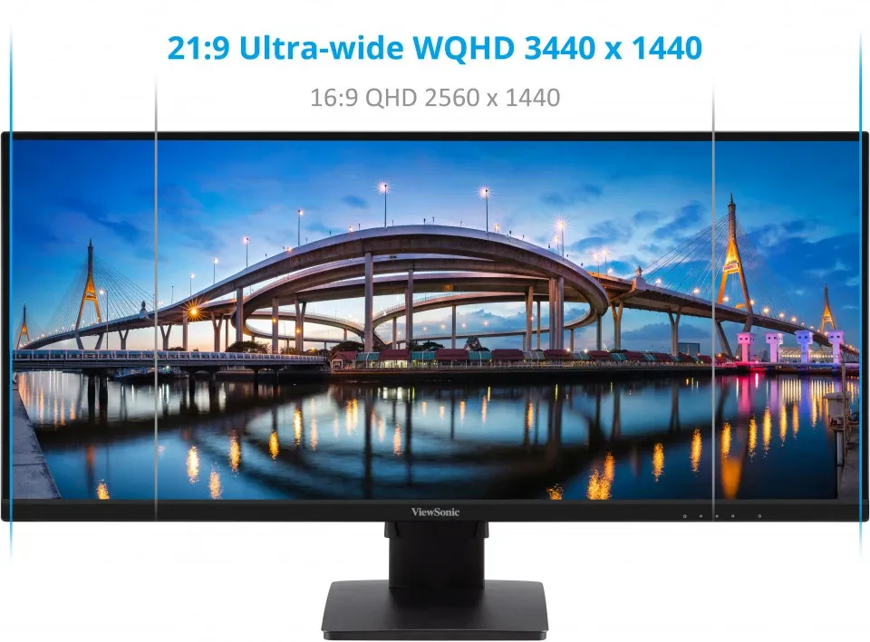 ViewSonic VA3456-MHDJ 34" UWQHD Free Sync Ultra Wide Monitor Black overview 1