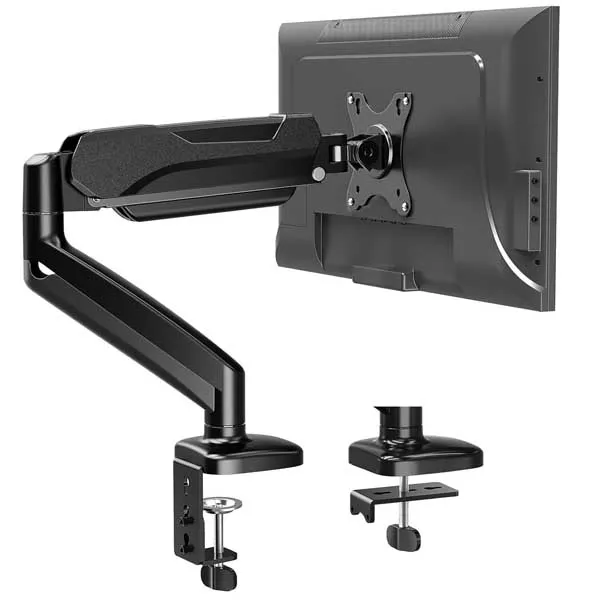WAR HAMMER Heavy Duty Pro Series Ergonomic Single Monitor Arm with Gas Spring (Black)