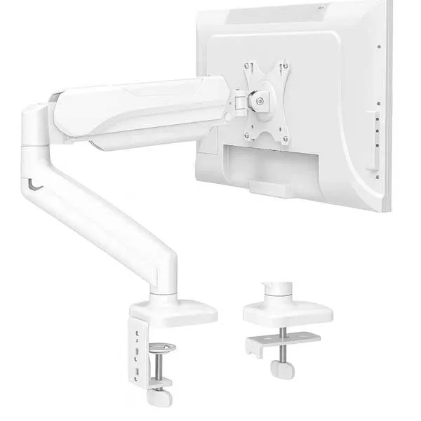 WAR HAMMER Heavy Duty Pro Series Ergonomic Single Monitor Arm with Gas Spring (White)