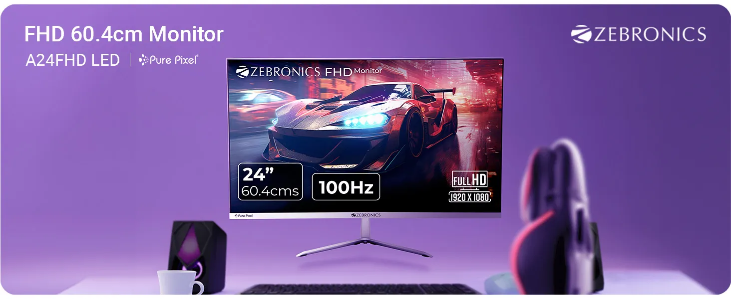 ZEBRONICS A24FHD 24 inch (60.4cm) 100Hz LED Monitor overview 1