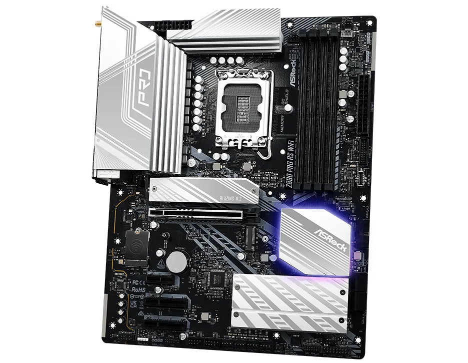 ASROCK Z890 Pro RS WIFI DDR5 LGA 1851 Intel Z890 SATA 6Gb/s ATX Motherboard overview 1