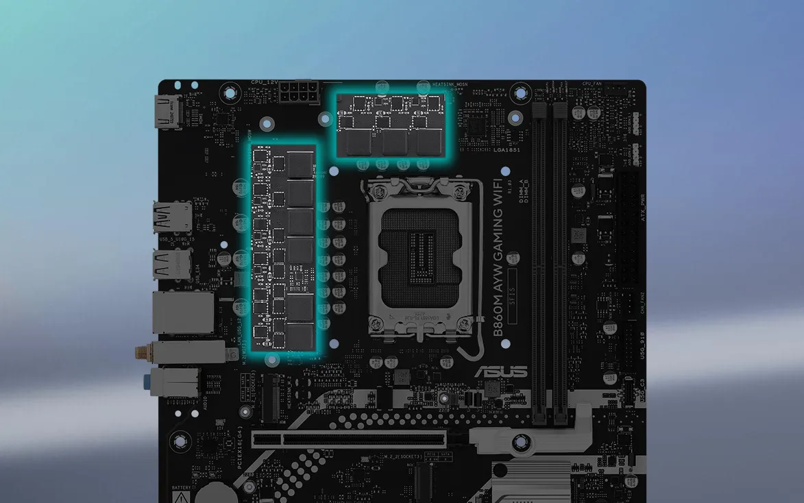 ASUS B860M AYW Gaming Wifi DDR5 Intel Motherboard overview 1