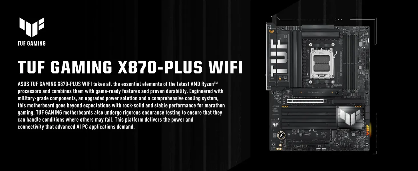 ASUS TUF GAMING X870-PLUS WiFi Motherboard overview 1