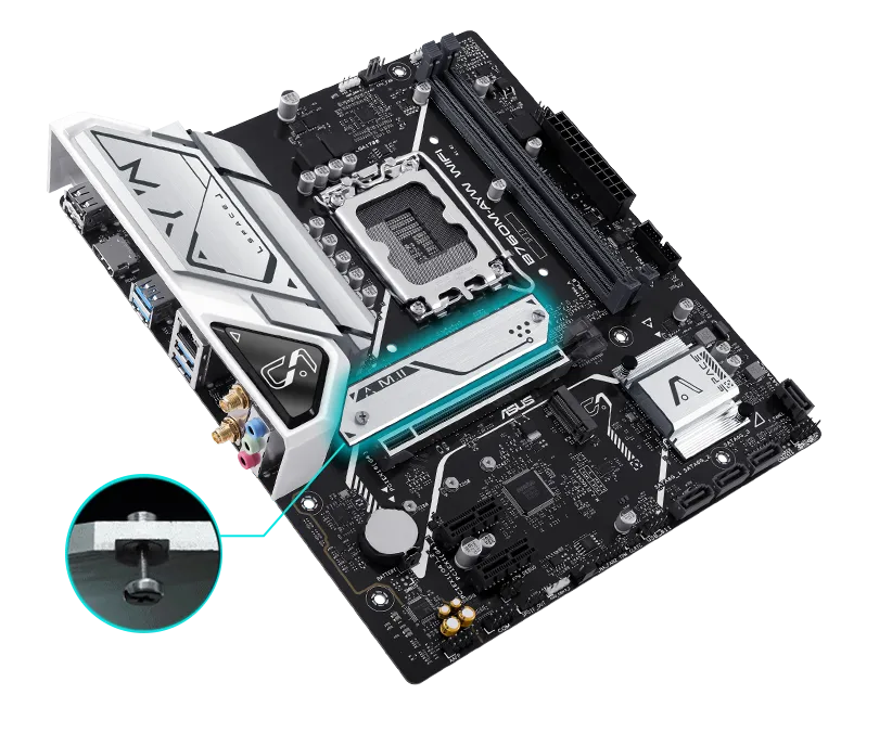 Asus B760M-AYW WiFi Intel LGA1700 M-ATX Motherboard Supports Intel 12th, 13th & 14th Gen Processors overview 3