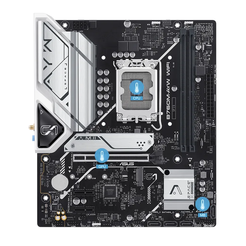 Asus B760M-AYW WiFi Intel LGA1700 M-ATX Motherboard Supports Intel 12th, 13th & 14th Gen Processors overview 4