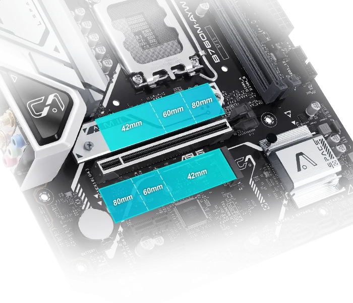 Asus B760M-AYW WiFi Intel LGA1700 M-ATX Motherboard Supports Intel 12th, 13th & 14th Gen Processors overview 7