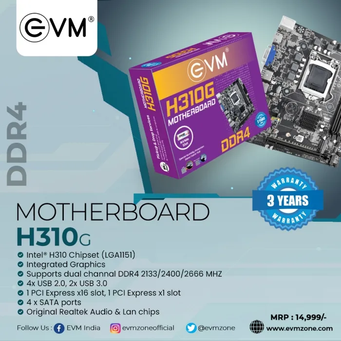 EVM EVMH310 DDR4 Motherboard With Nvme Slot overview 1