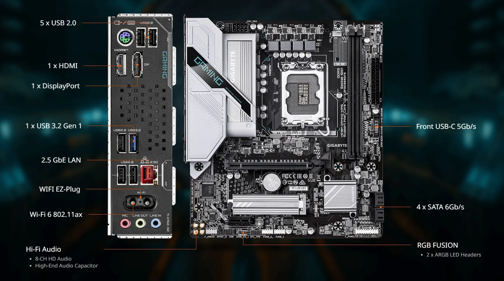 GIGABYTE H810M GAMING WIFI6 Intel Core Ultra (Series 2) LGA 1851 Motherboard overview 3