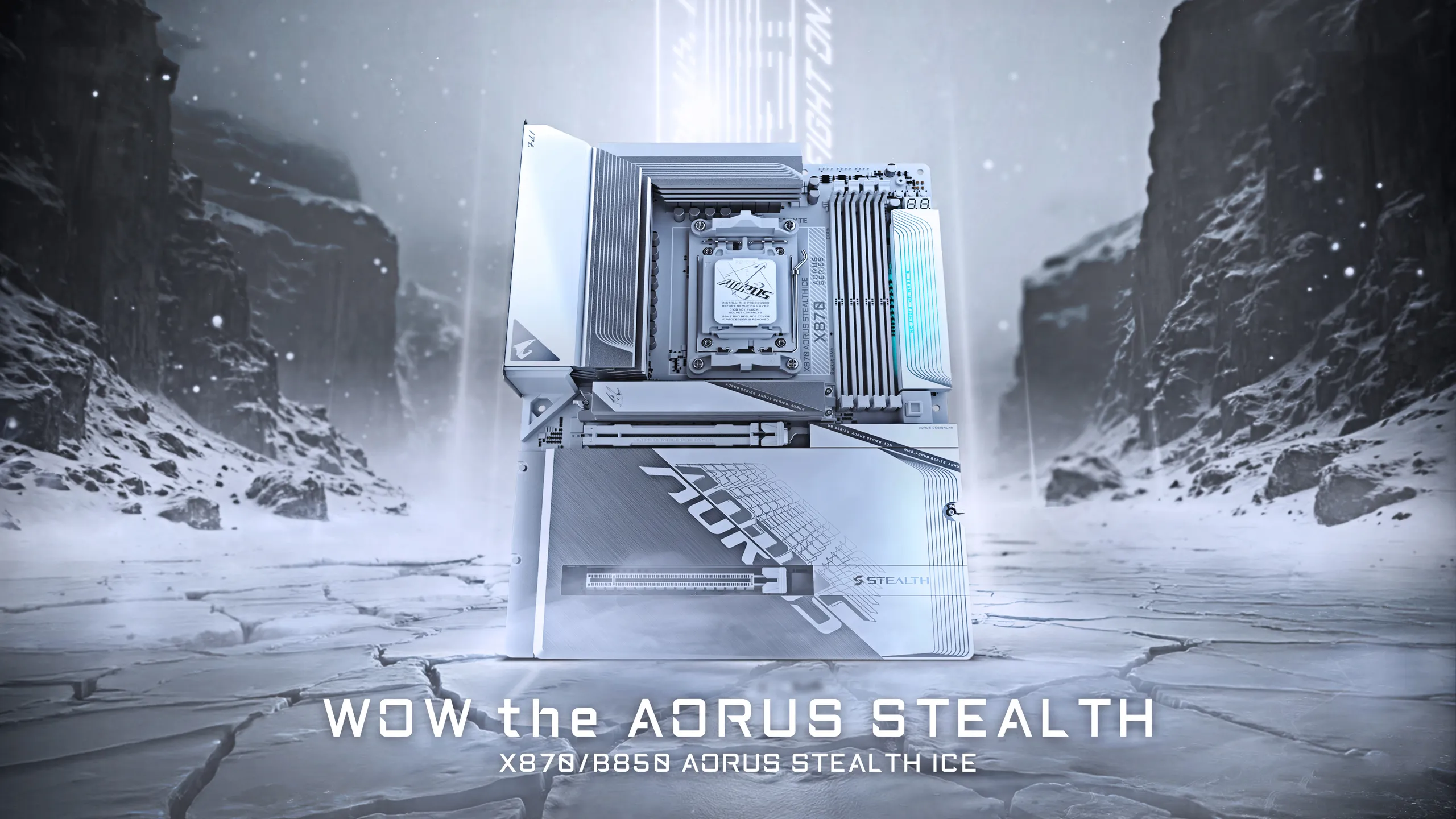 GIGABYTE X870 AORUS Stealth ICE AMD AM5 Motherboard overview 1