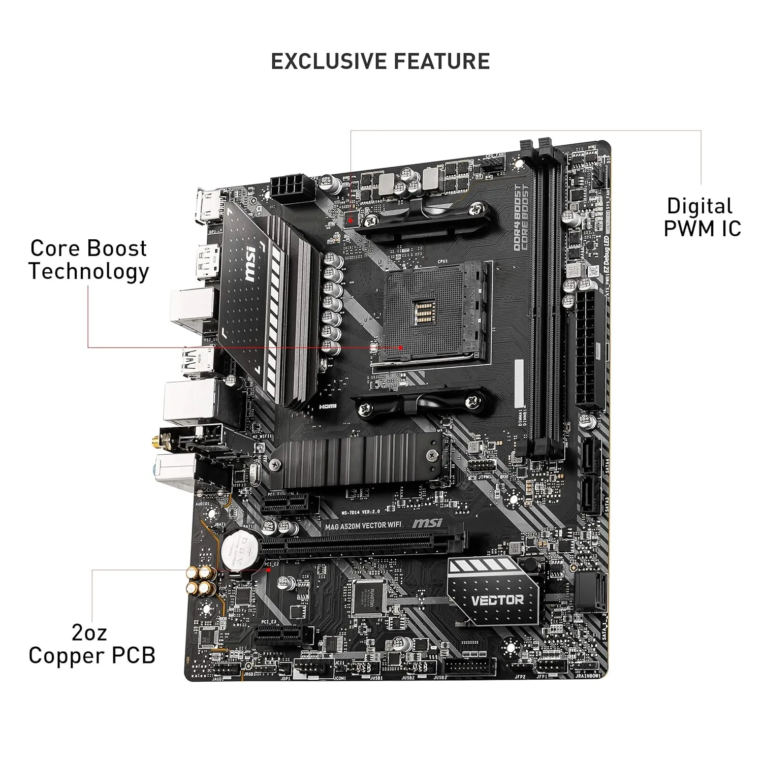 MSI MAG A520M VECTOR WIFI AM4 Micro-ATX Motherboard overview 2