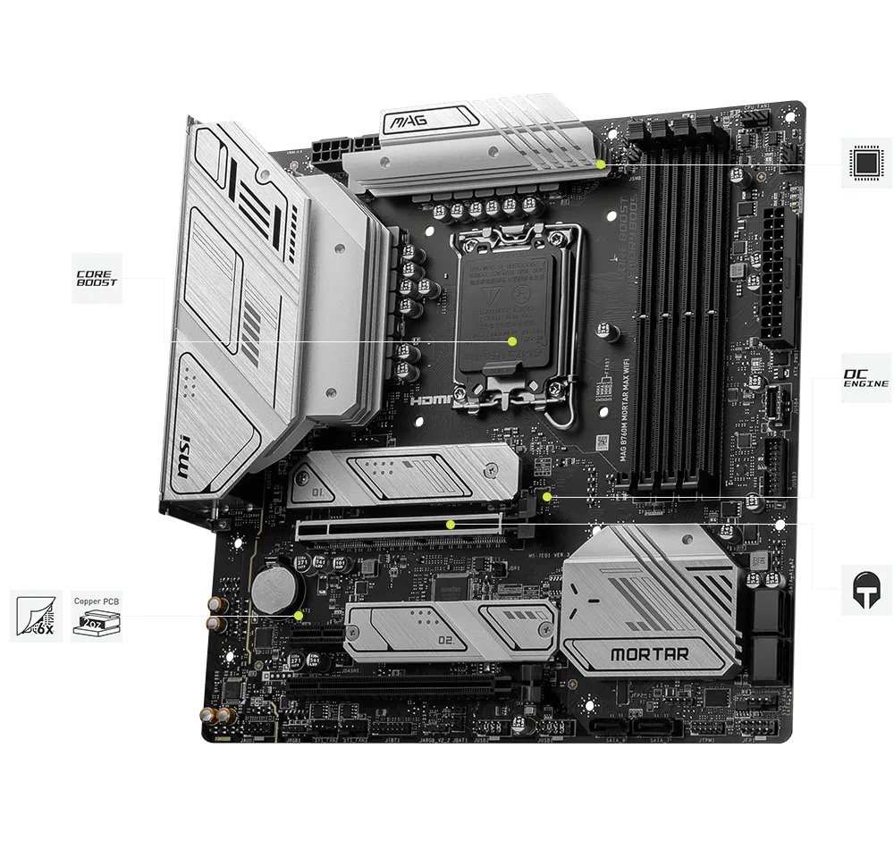 MSI MAG B760M Mortar Max Wifi LGA 1700 Intel Motherboard Supports Intel 12th , 13th & 14th Gen Processors overview 1