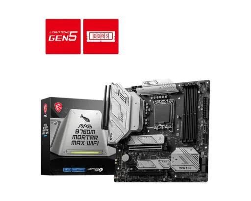MSI MAG B760M Mortar Max Wifi LGA 1700 Intel Motherboard Supports Intel 12th , 13th & 14th Gen Processors