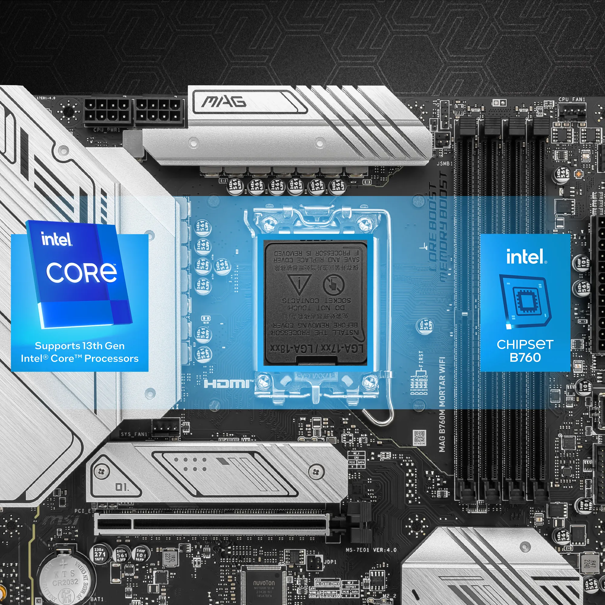MSI MAG B760M Mortar WIFI Intel Motherboard Supports Intel 12th , 13th & 14th Gen Processors overview 2