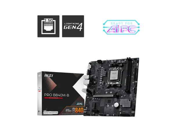 MSI PRO B840M-B m-ATX AMD Motherboard overview 1