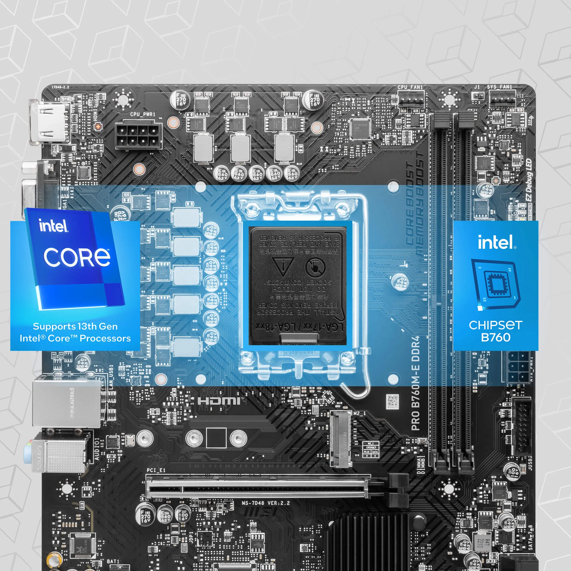 MSI Pro B760M-E DDR4 Intel Motherboard Supports Intel 12th , 13th & 14th Gen Processors overview 2