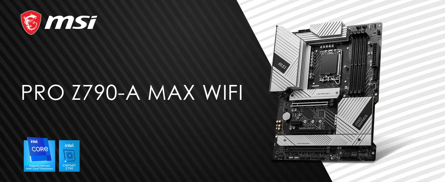 MSI Pro Z790-A Max WIFI Intel LGA 1700 ATX Motherboard Supports Intel 12th , 13th & 14th Gen Processors overview 1