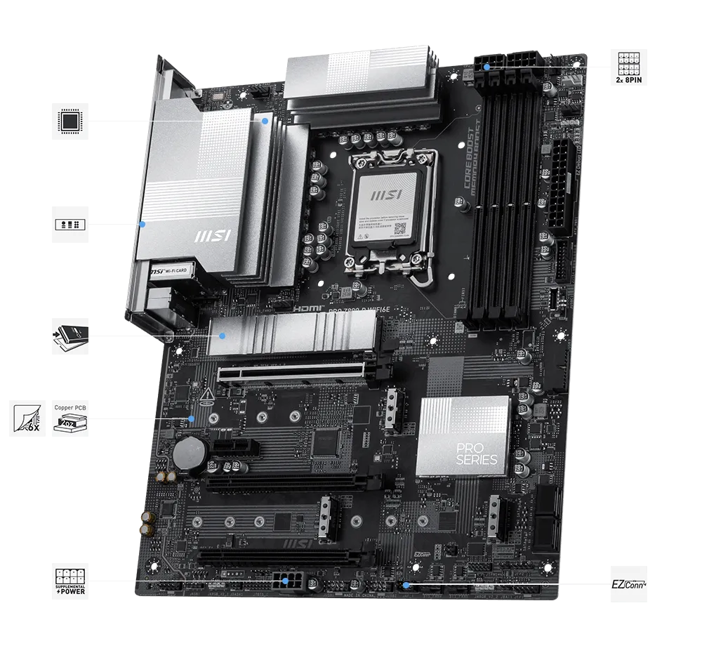 MSI Pro Z890-P WIFI6E LGA1851 ATX Motherboard overview 1