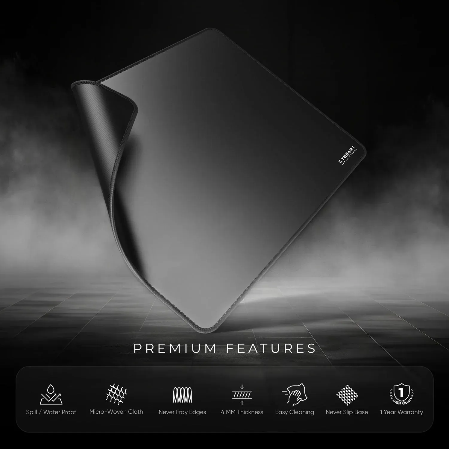 CYBEART | Ghost (Black) Gaming Mouse Pad | Large Premium Licensed Gaming Mouse Pad (450 x 350 x 4mm / Rapid Series) overview 8