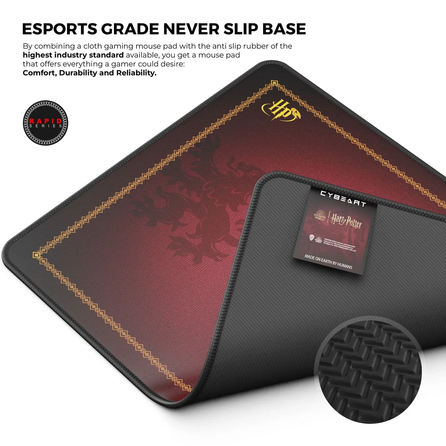 CYBEART | Gryffindor Classic Gaming Mouse Pad | Large Premium Licensed Gaming Mouse Pad (450 x 350 x 4mm / Rapid Series) overview 3