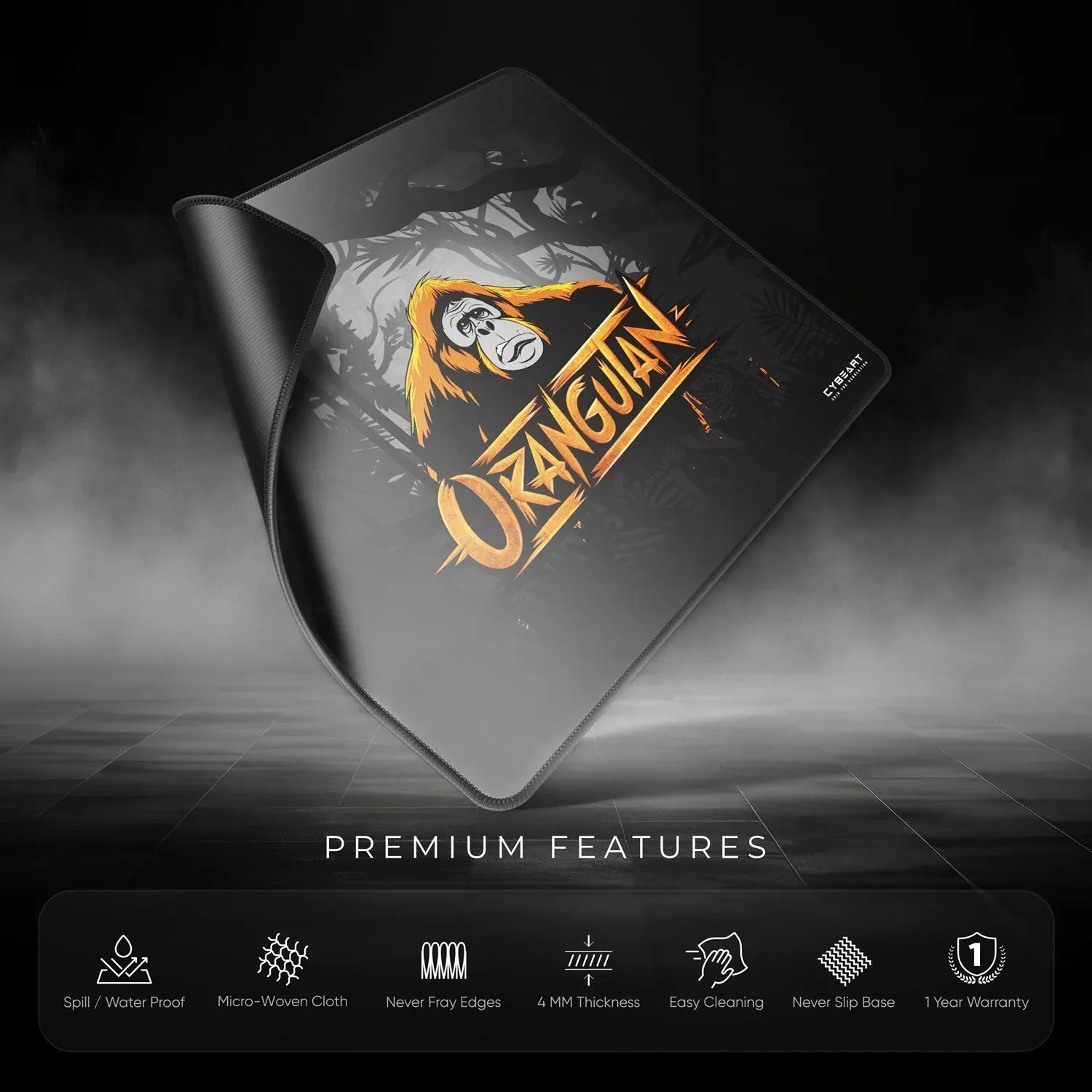 CYBEART | Orangutan Gaming Mouse Pad | Large Premium Licensed Gaming Mouse Pad (450 x 350 x 4mm / Rapid Series) overview 8