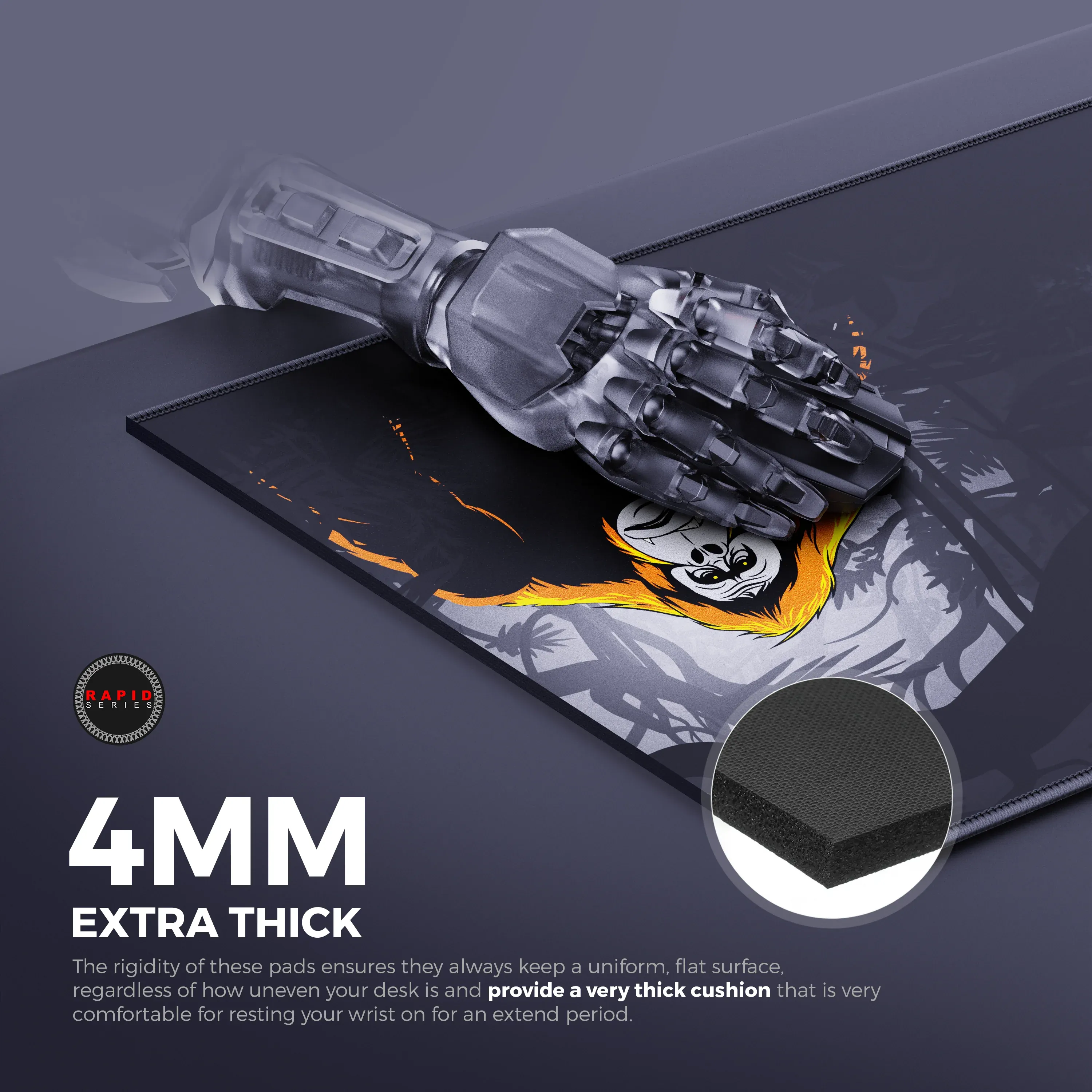 CYBEART | Orangutan Gaming Mouse Pad | XXL Premium Licensed Gaming Mouse Pad (900 x 400 x 4mm / Rapid Series) overview 6