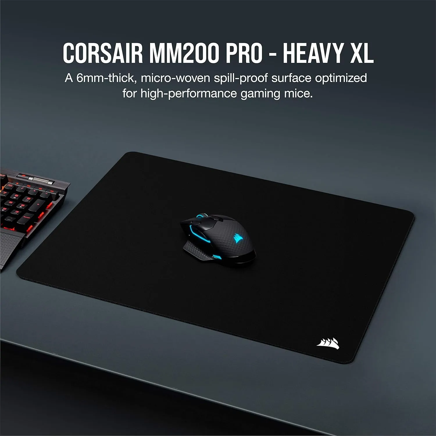Corsair MM200 PRO Premium Spill-Proof Cloth Gaming Mouse Pad Heavy XL (Black) overview 1