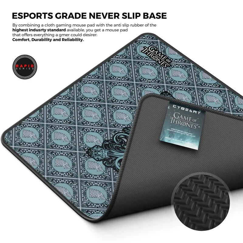 Cybeart | House Stark Gaming Mouse Pad (Large - 450x400x4mm) | Waterproof, Never Slip Base, Stitched Edges, Esports Grade overview 3