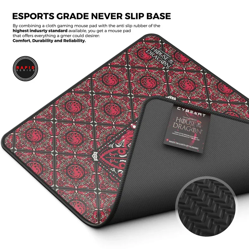 Cybeart | House Targaryen Gaming Mouse Pad (Large - 450x400x4mm) | Waterproof, Never Slip Base, Stitched Edges, Esports Grade overview 3