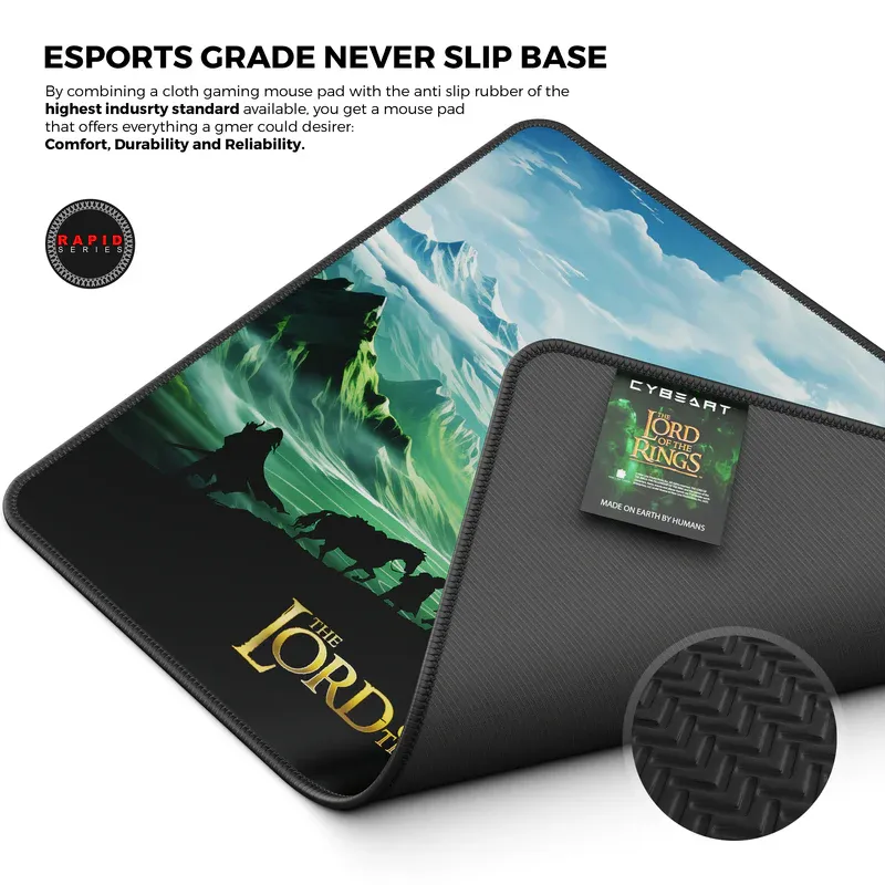 Cybeart | Lord of The Rings Gaming Mouse Pad (Large - 450x400x4mm) | Waterproof, Never Slip Base, Stitched Edges, Esports Grade overview 8