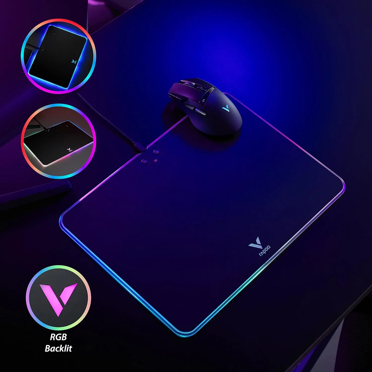 Rapoo V10 Wireless Charging Mouse Pad (Black) overview 1