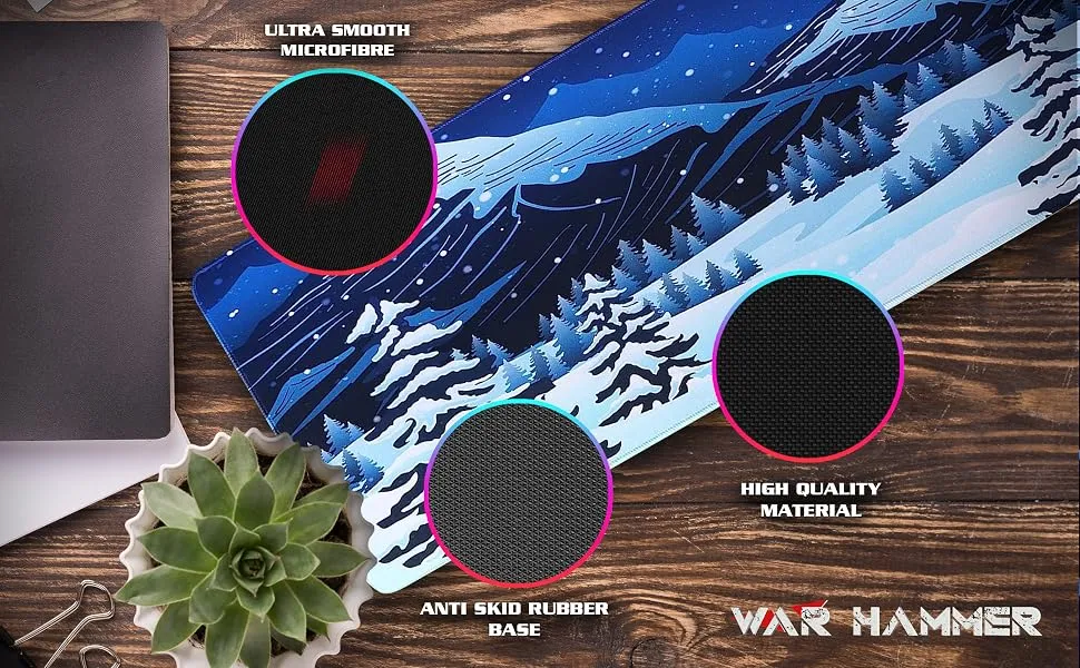 WAR HAMMER GX1050 Extended Size Gaming Mouse Pad (Extended XL, Arctic) overview 3