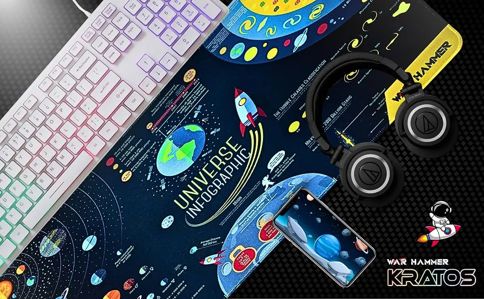 WAR HAMMER GX1050 Extended Size Gaming Mouse Pad (Space V1) overview 2