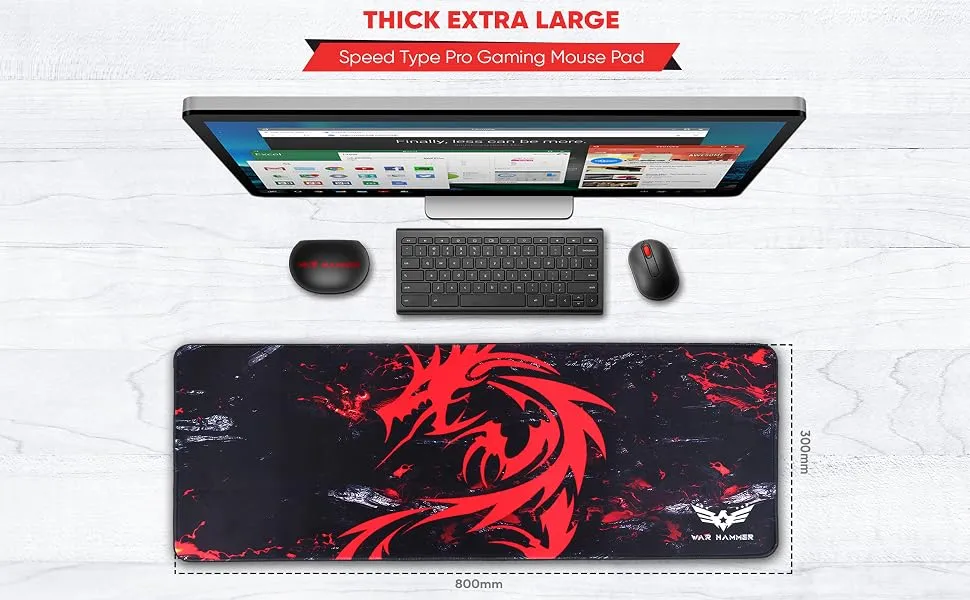 WAR HAMMER GX1050 Speed Type Gaming Mousepad (XL, Black/Red) overview 7