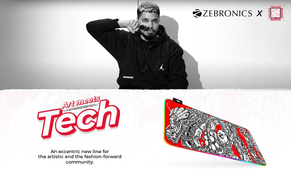 Zebronics Blaze XL RGB Gaming Mouse pad Red White overview 1