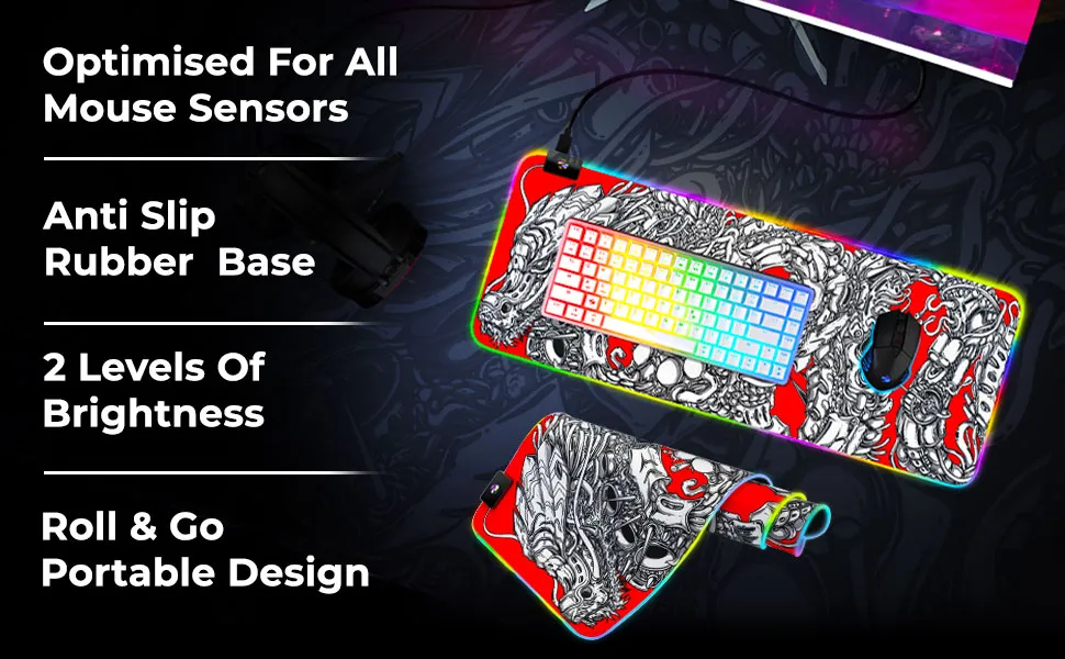Zebronics Blaze XL RGB Gaming Mouse pad Red White overview 5