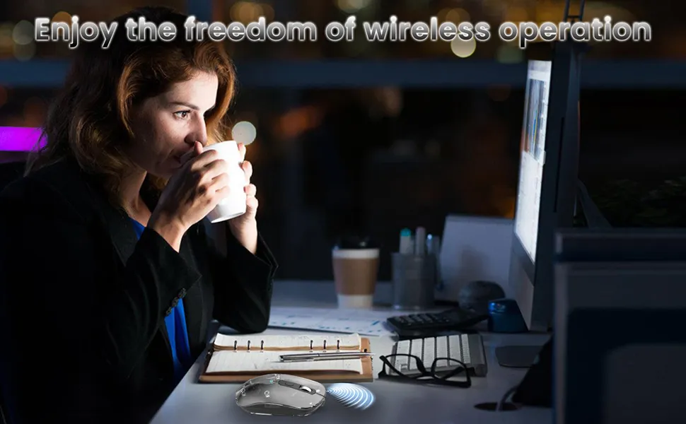 ANT OM140 PRO Ultra Lightweight Transparent Wireless 2.4Gz Bluetooth Mouse overview 2