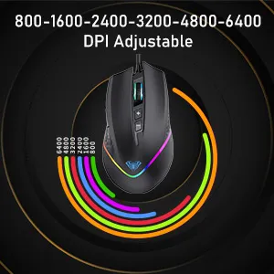 AULA F805 Wired Gaming Mouse (Black) overview 3