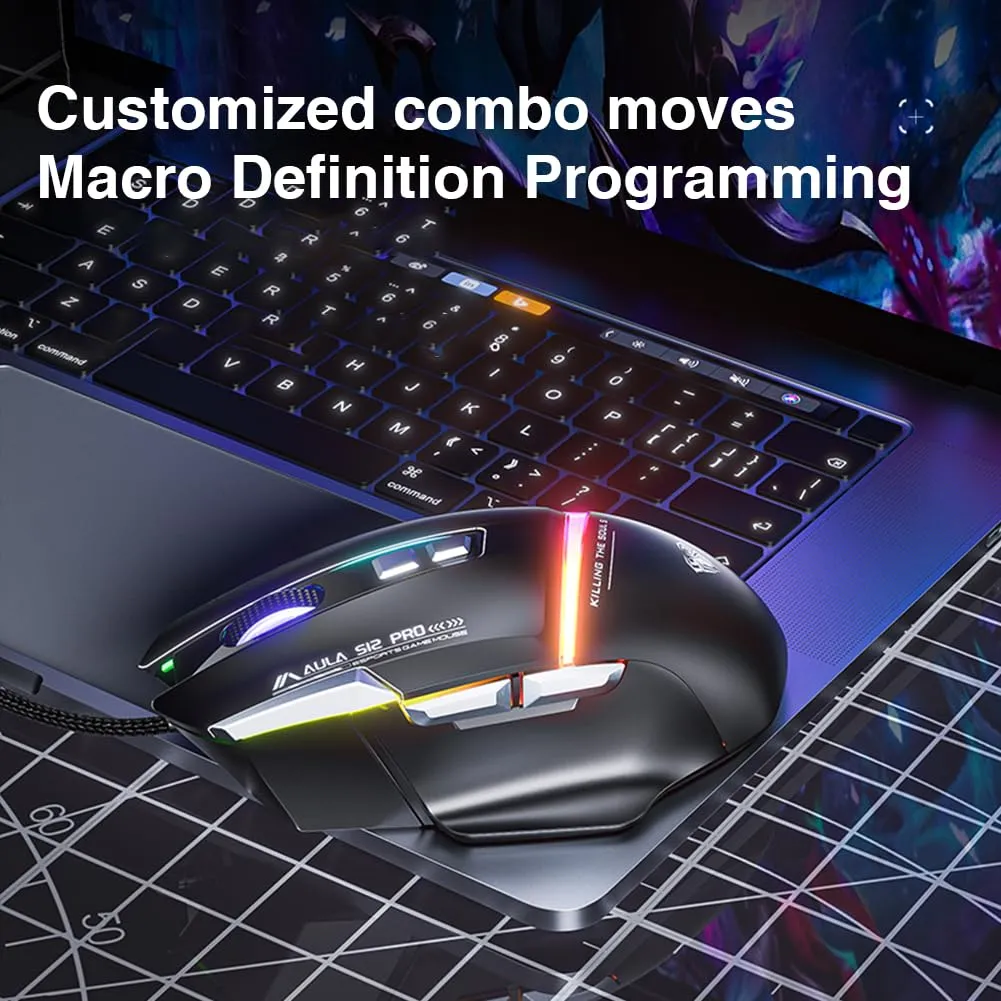 AULA S12 Pro Wired Gaming Mouse (Black) overview 4