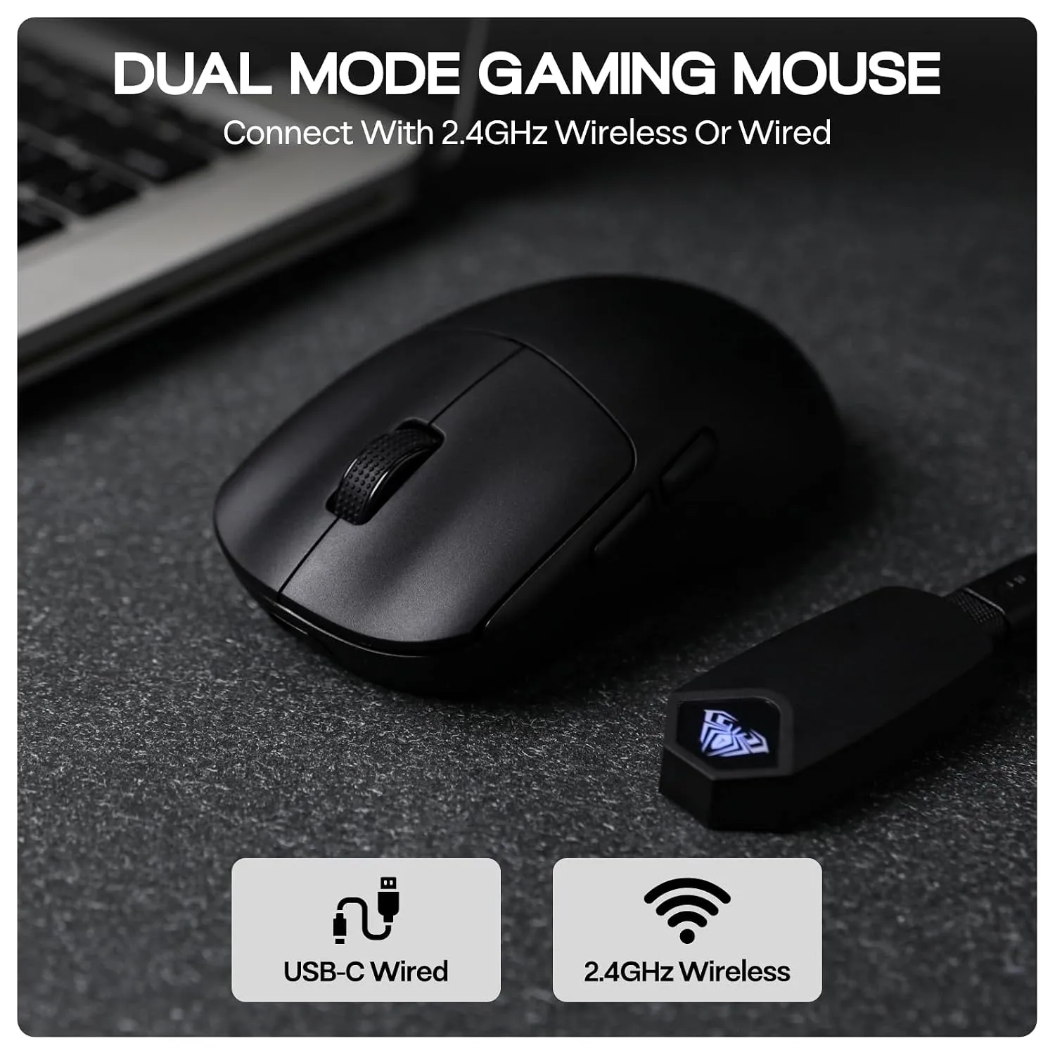 AULA SC800 Tri-Mode (2.4G/BT/Wired) Gaming Mouse (Black) overview 4
