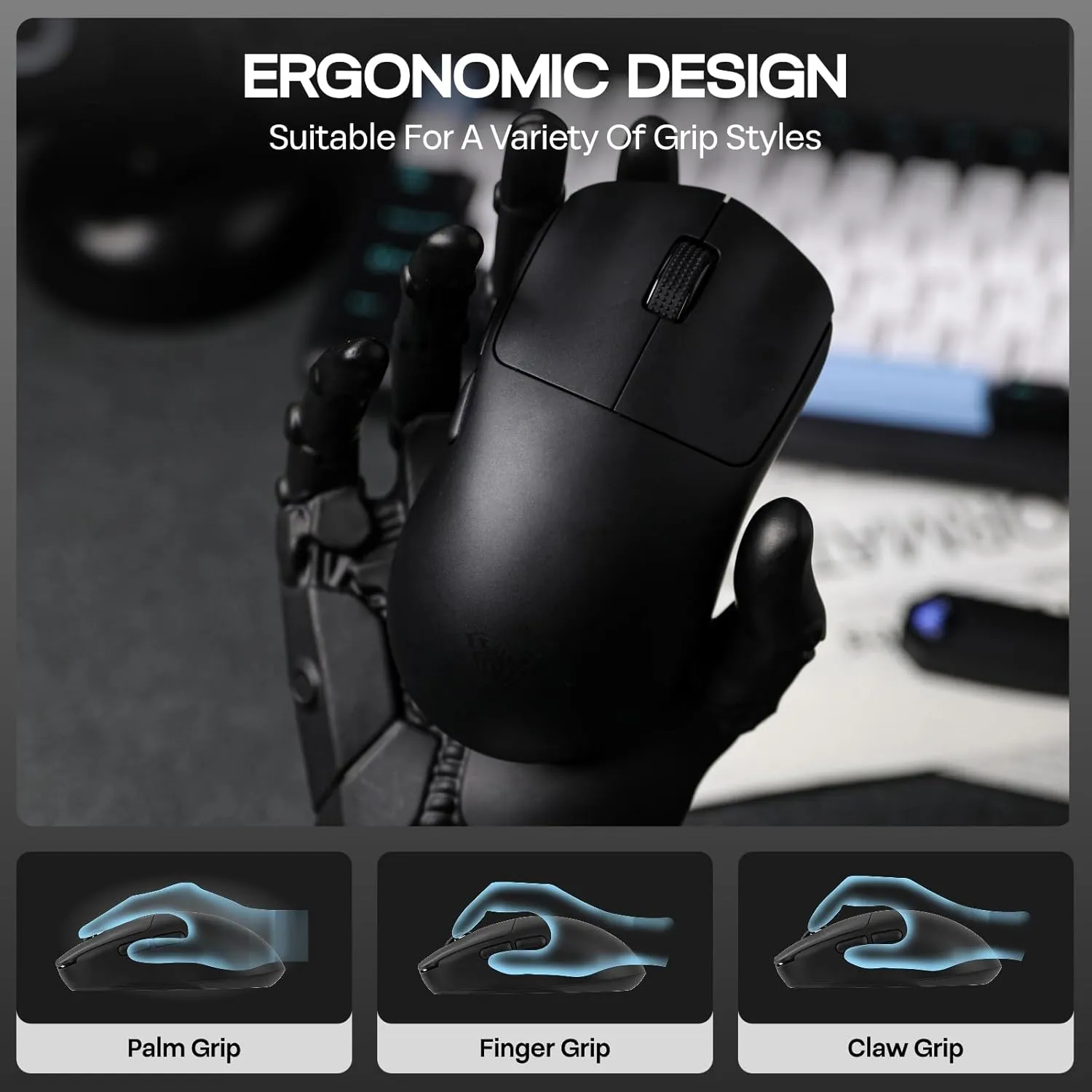 AULA SC800 Tri-Mode (2.4G/BT/Wired) Gaming Mouse (Black) overview 7