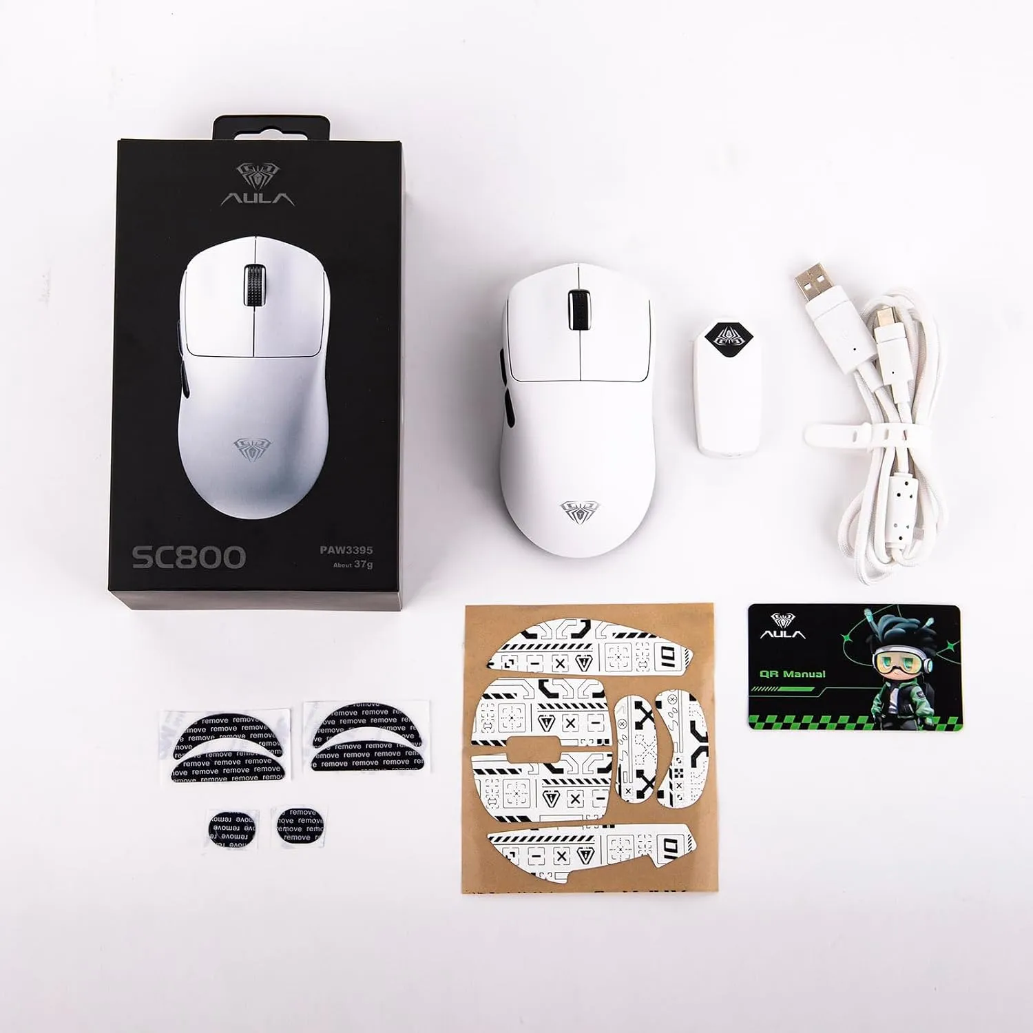 AULA SC800 Tri-Mode (2.4G/BT/Wired) Gaming Mouse (White) overview 8