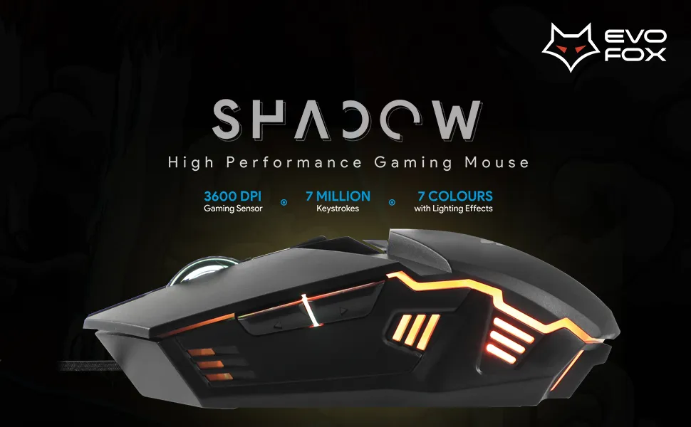 Amkette EvoFox Shadow Wired Gaming Mouse (Black) overview 1