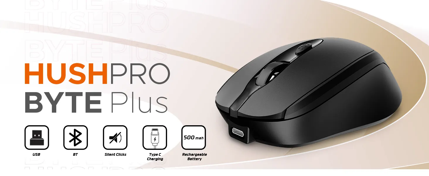 Amkette Hush Pro Byte Plus Rechargeable Wireless Mouse (Black) overview 1