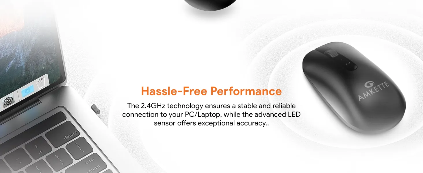 Amkette Hush Pro Edge Wireless Mouse (Black) overview 3