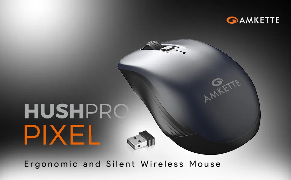 Amkette Hush Pro Pixel Wireless Mouse with Adjustable DPI (Blue) overview 1